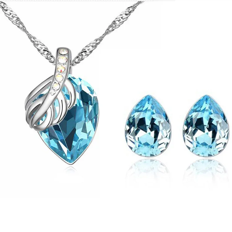 Hot Sale Elegant Austria Crystal Water Drop Pendants Necklaces/Earrings