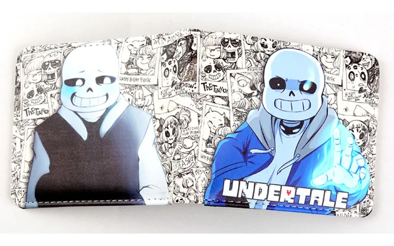 Игр кошельки Undertale Sans рисунок Bi-fold денег кошелек Искусственная кожа бумажник