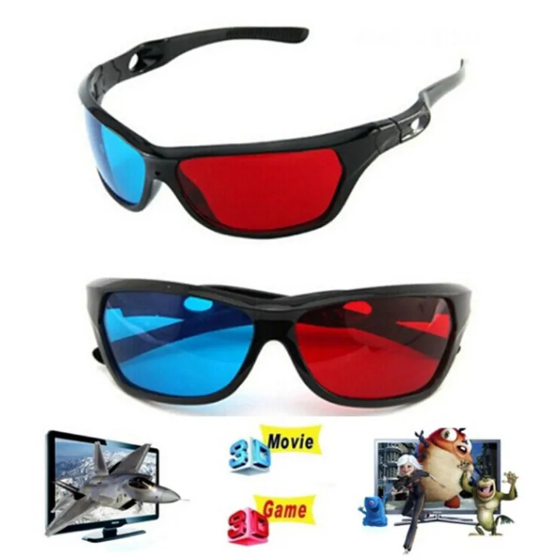 1PC Universal 3D Plastic Glasses Red Blue Black Frame For Dimensional Anaglyph TV Movie DVD Game