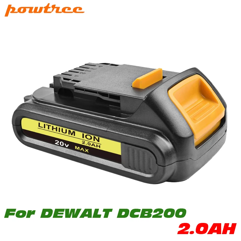 

20V 2000mAh DCB200 Li-ion Rechargeable Power Tool Battery For DEWALT 20V DCB203 DCB181 DCB180 DCB200 DCB201 DCB201-2 L10 DCB205