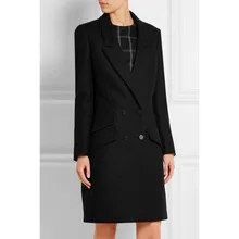 Manteau femme UK, новинка, модное повседневное длинное женское черное пальто с отворотом, зимнее теплое пальто Casacos femininos