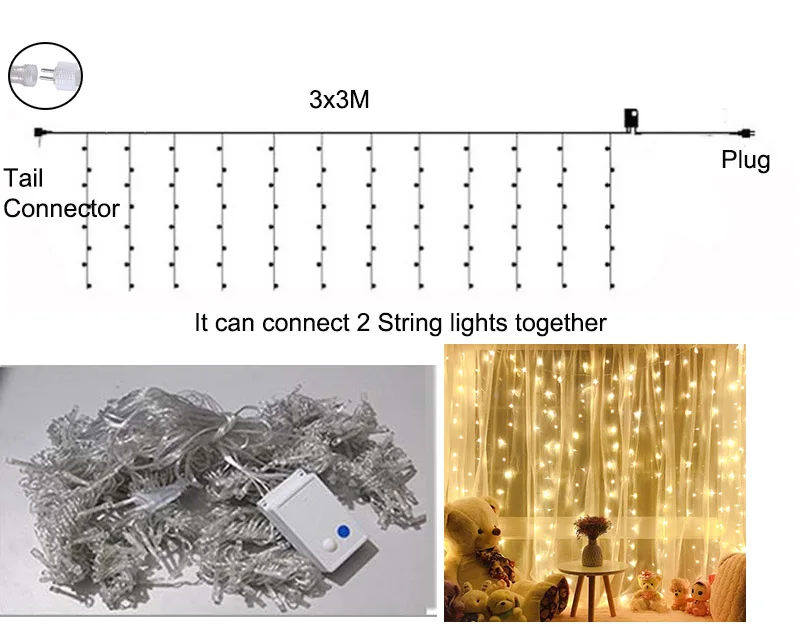 3x3 м 300 светодиодный светильник для занавесок s Сказочный светильник Свадебная вечеринка Рождественская гирлянда занавеска Guirlande Lumineuse светодиодный светильник s украшение