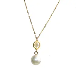 2018 Новая мода жемчужное ожерелье Горячая продажа Двойные серьги Сияющий жемчуг кулон большой жемчуг ожерелье для женщин FN001