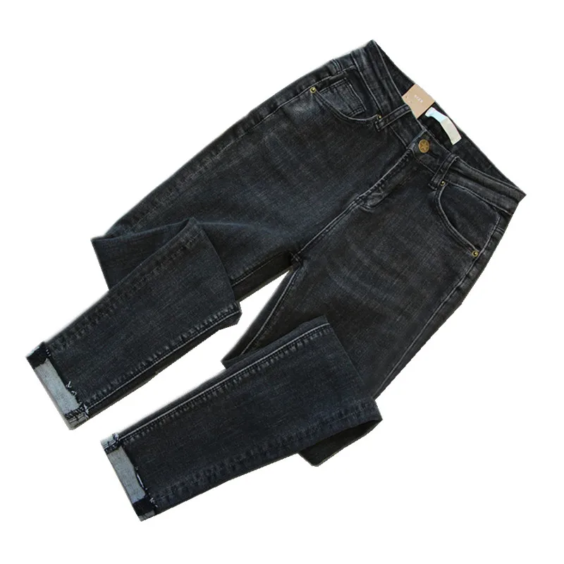 Джинсы размера плюс с высокой талией, женские осенние Стрейчевые джинсовые штаны, женские черные брюки, женские узкие брюки, джинсы Feminino C3721 - Цвет: black
