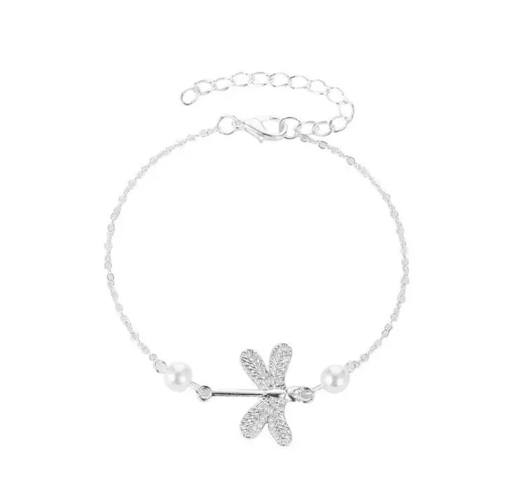 601 New Cute Temperament Dragonfly Trendy Anklet Multielement Bracelet Adjustable Opening Bangle Bijoux Jewelry Gift B3100 | Украшения и