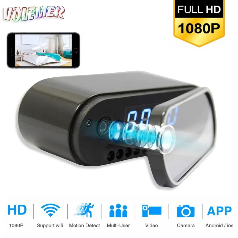 

Volemer Hot Z10 Mini Wifi Alarm Clock Camera HD 1080P IR Night Vision Mobile Monitoring Wireless IP Camera Table Clock Micro Cam