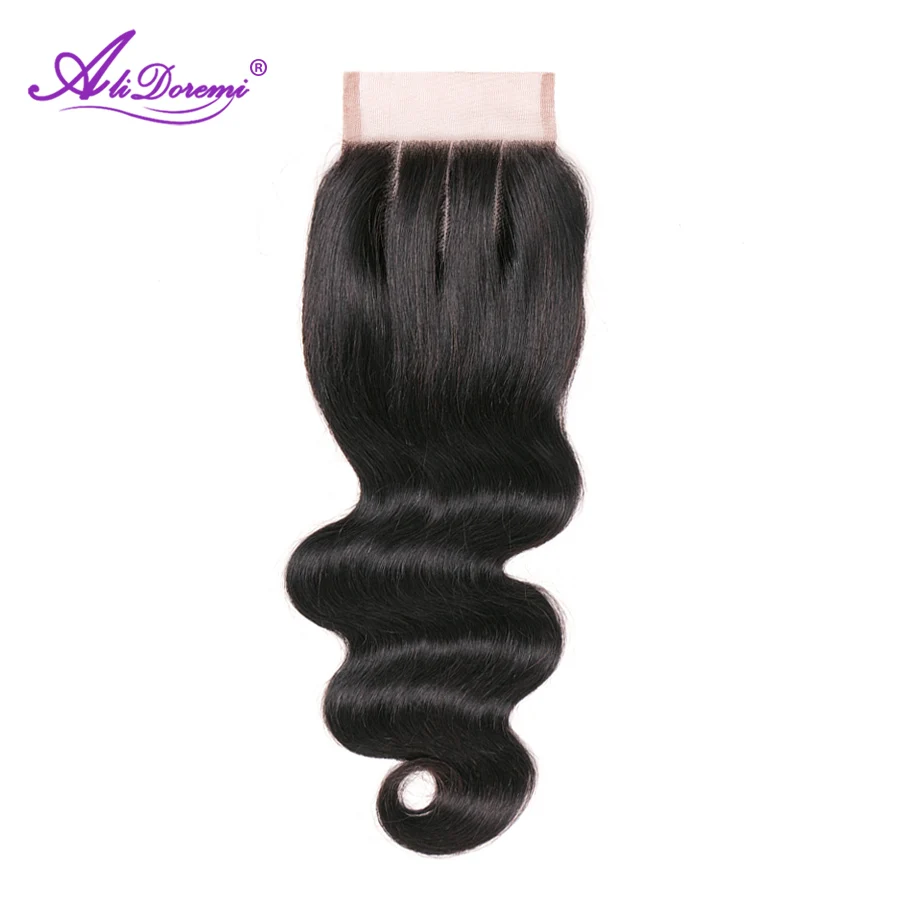 

Alidoremi Brazilian Body Wave Lace Closure Middle Free Three Part Non-Remy Human Hair 4x4 Swiss Lace Free Shipping