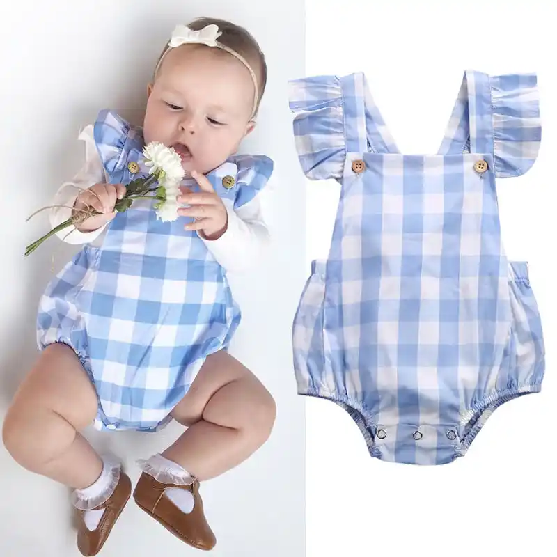 baby plaid romper