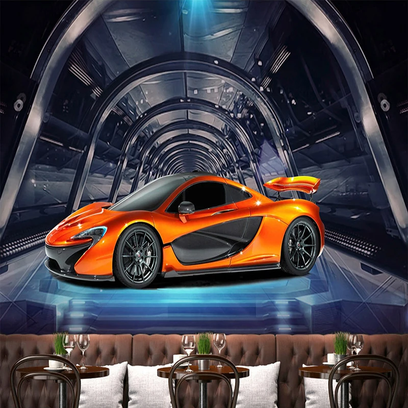 Пользовательские 3D фото обои металлическая текстура спортивный автомобиль большая настенная живопись Бар Ресторан гостиная домашний декор Фреска де Parede