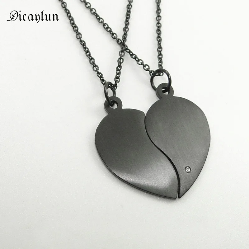 DICAYLUN, ожерелье из нержавеющей стали с двумя половинками, простое черное колье, подвеска в виде сердца, модная цепочка, подарок на день Святого Валентина