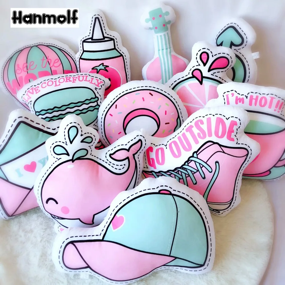 

Fashion Pink Plush Pillows Cap Donut Coffee Guitar Tomoto Ketchup Cake Lemon Whale Sport Food Animal Fruit Music Decor Pillow