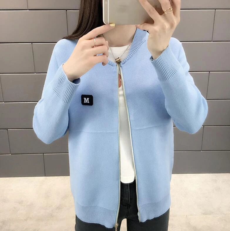 Women Cardigan New Fashion Autumn Casual Long Sleeve zipper Short Knitted Sweater Cardigan Coat For Women knit Jacket Tops