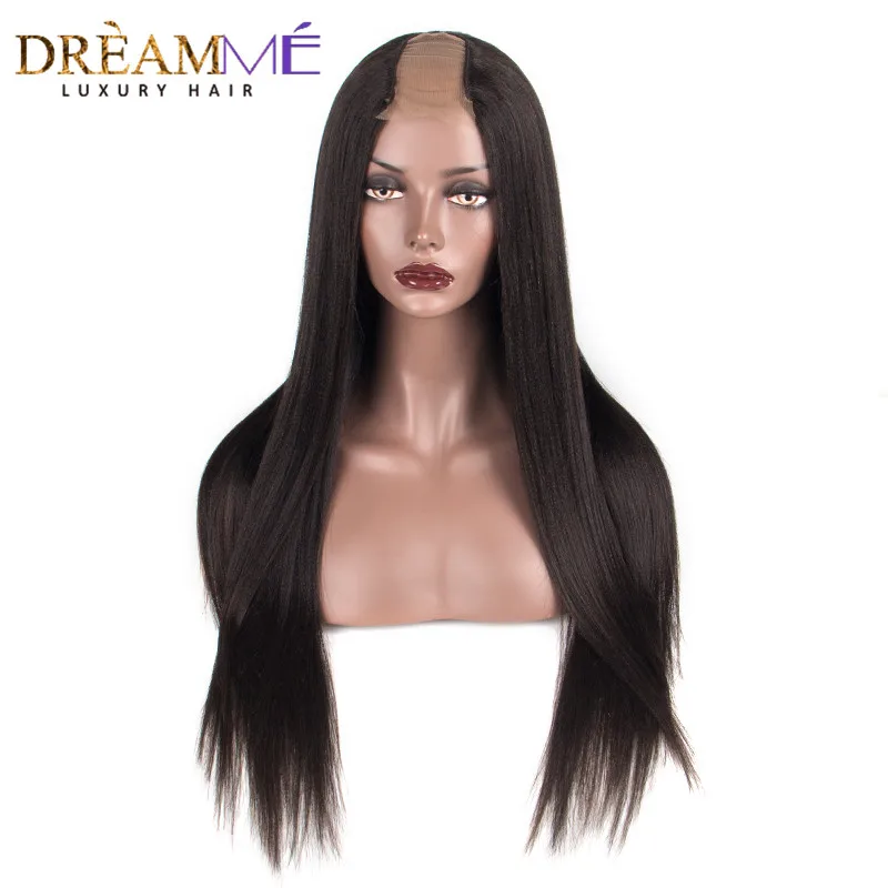 Dreaming queen человеческие волосы парики итальянский свет яки прямые U часть парик Средний Openning 2*4 бразильские натуральные волосы Реми средний