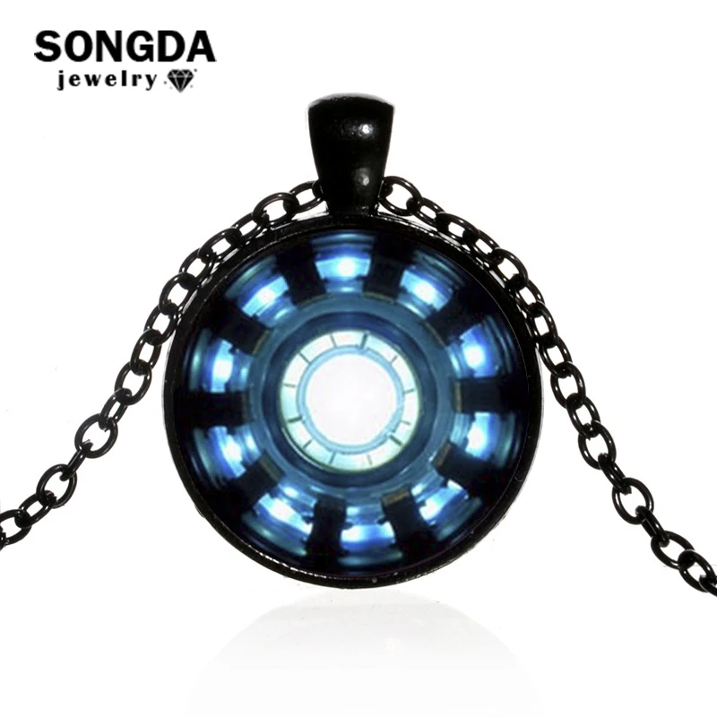 

SONGDA Hottest USA Movies Avengers Iron Man Arc Reactor Necklaces Pendants Tony Stark 4 Colors Long Chain Charm Necklace Jewelry