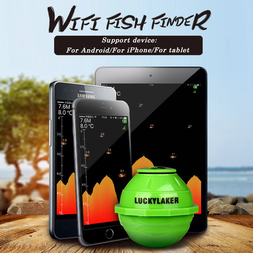 

Lucky FF916 Wireless WIFI Fish Finder Sonar 50M/130ft Sea Fish Detect Finder For IOS Android Smart Fishfinder+Car Charger Pesca