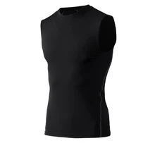 Высокие эластичные мужские жилеты для бега мужские быстросохнущие компрессионные без рукавов Спортивные топы рубашки колготки фитнес-Спорт Одежда