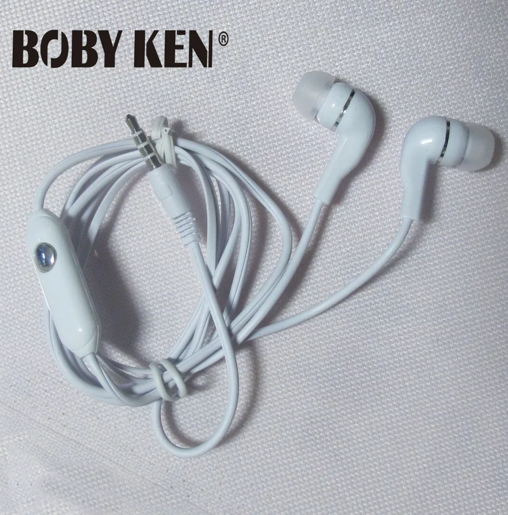 

Universal In-ear Earphone with MIC and Volume Control round cord for samsung xiaomi s3 s4 note 3 smart phone white color.