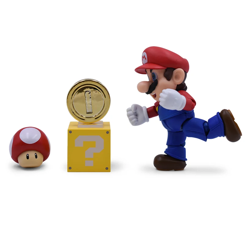 

5'' 12cm Set Super Mario Bros with Joint Mushroom Toad Coins PVC Action Figures Sets Toys for Children Figures Collection