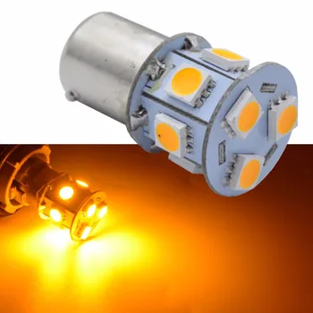 

4/10pcs 1156 BAU15S PY21W 150 Degree 9 5050 SMD 1056 Orange/Amber CAR LED Parking Lamp DC12V