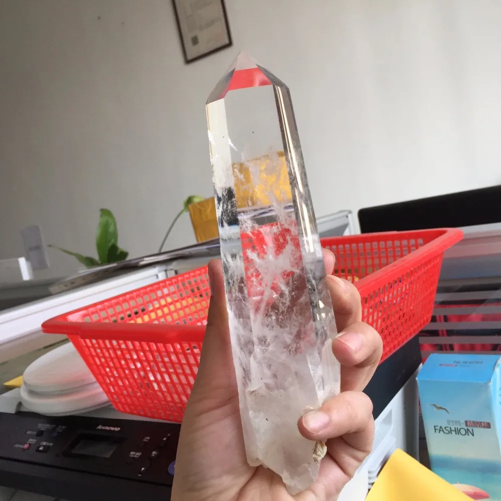 

7 inch Natural High Quality and Clear Transparent Quartz Crystal Polished Healing Point Wand for Sale
