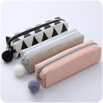 

Cute Pencil Case School for Boy Girls Canvas Kawaii Penal Pen Bag Large Hairball Pencilcase Box Stationery Makeup Pouch Supplies