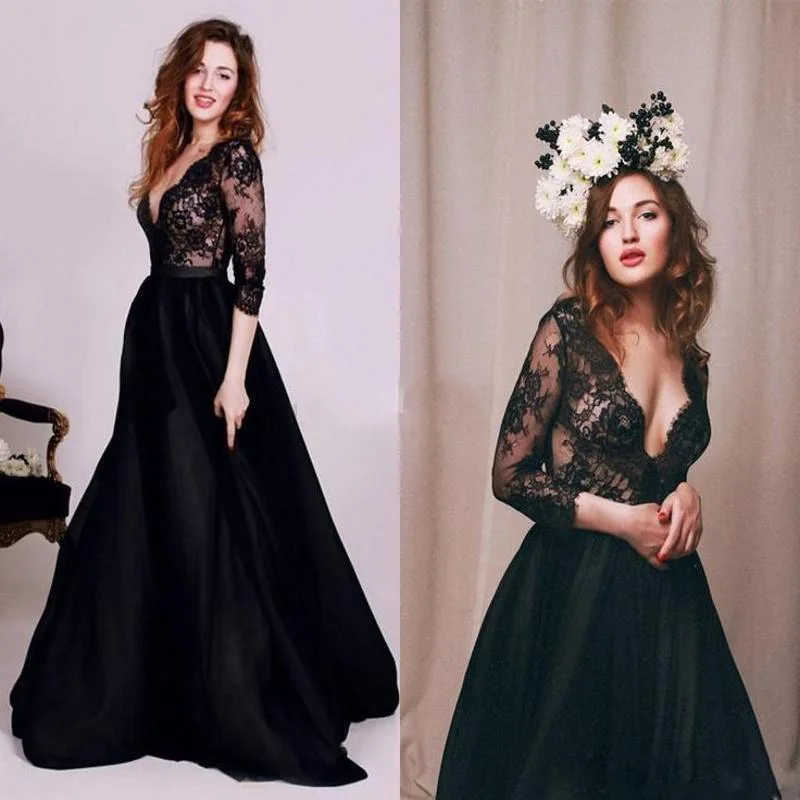 black lace evening dresses uk
