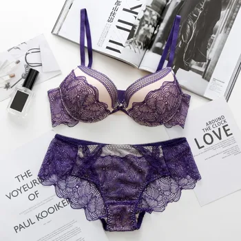 

Sexy Lace Push Up Bra Set for Women Intimate Push Up Embroidery Bra Brief Sets