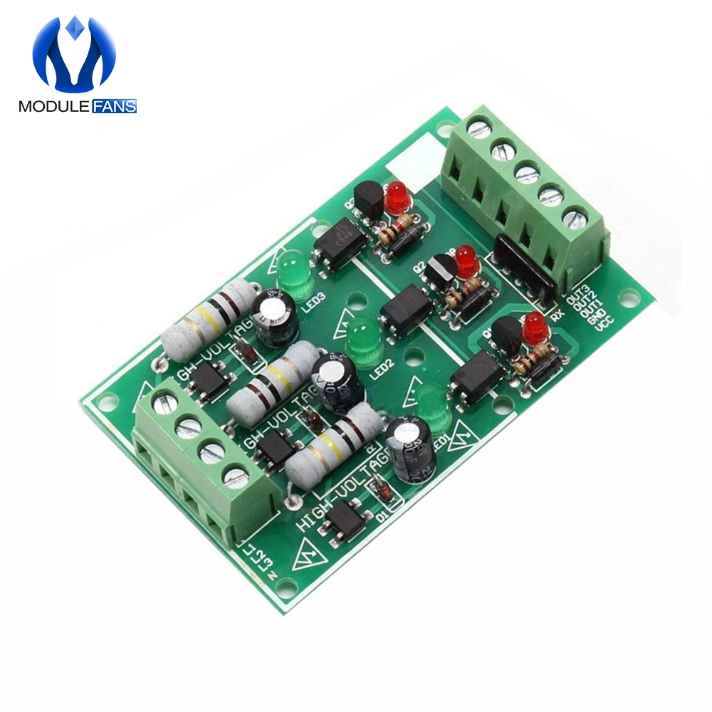 

3CH 3 Channel AC 220V Optocoupler Isolation Board Module Isolated Board Testing Module No PCB Holder AC Detection