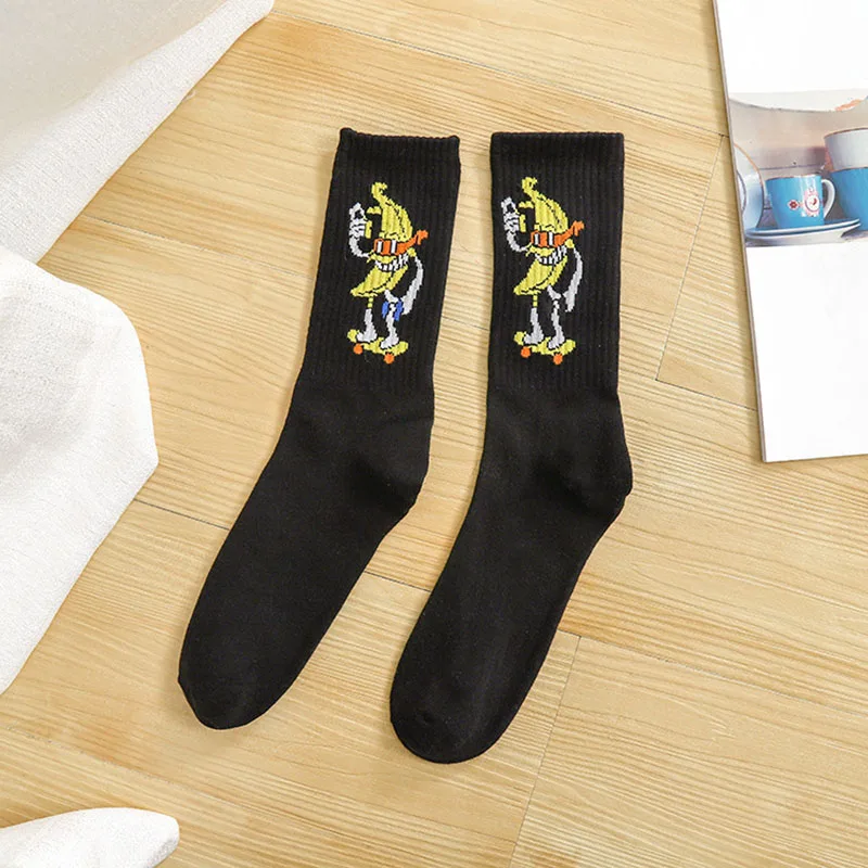 Korean style fashion Harajuku street hip hop socks unisex funny men's socks happy skateboard cactus banana ladies socks - Цвет: C15