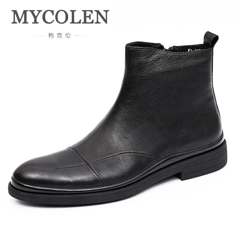 

MYCOLEN 2019 New Winter Men Comfortable Chelsea Boots British Style Ankle Boots Black Leather Casual Boots Zapatos Hombre