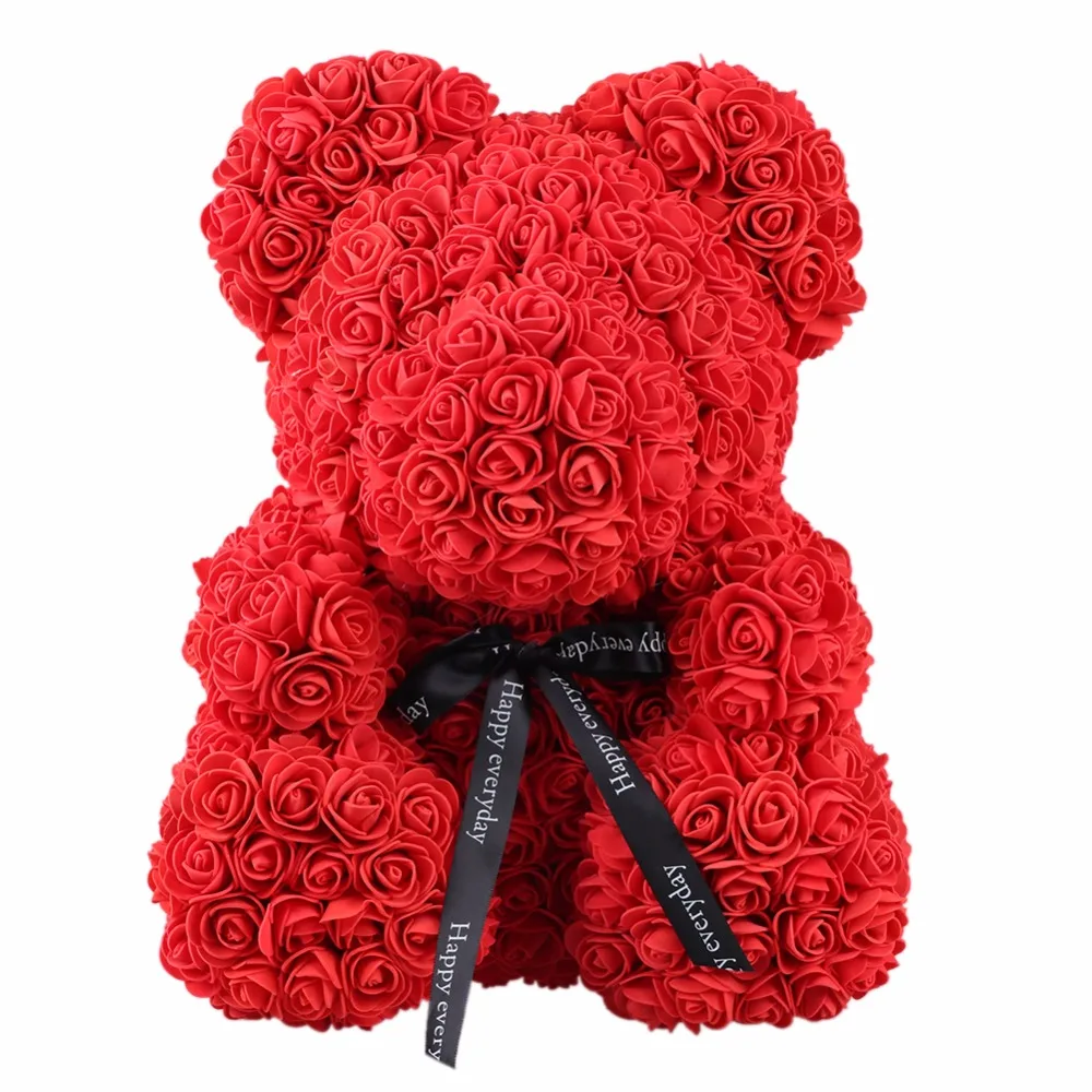 

38cm Valentines Romantic Gift box PE Rose Bear Artificial Rose Decorations Cute Cartoon Girlfriend Kid Gift Mother's Day Gift