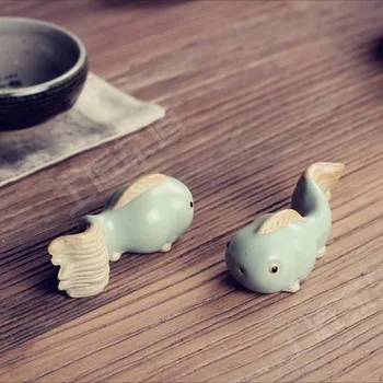 

2PCS/Lot Chinese Lucky cute Carp Puffer Fish Goldfish Tea Pet Decoration Succulent Plants Bonsai Decor Figurines Garden Ornament