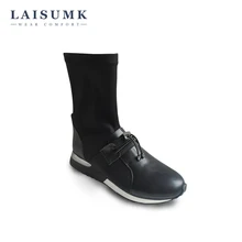 2017 LAISUMK New Arrival Elastic Fabric Short Boots Winter Flat Platform Women Shoes High Quality Comfortable Female Shoes