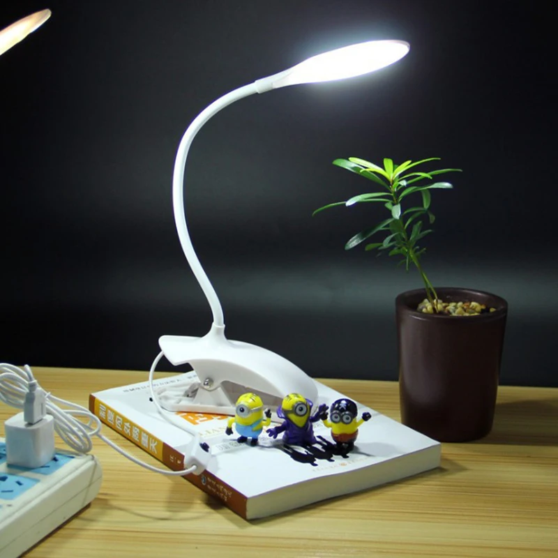 

New LED Reading Eye Protection Desk Lamp Adjustable Brightness USB Rechargeable LED Desk Table Lamp Light with Clip Touch Switch