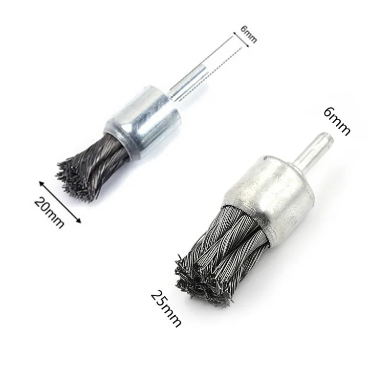High Performance Steel Knot Wire End Brush for Die Grinders and Drill Brush Dia 25 /& 20mm 20mm Silver
