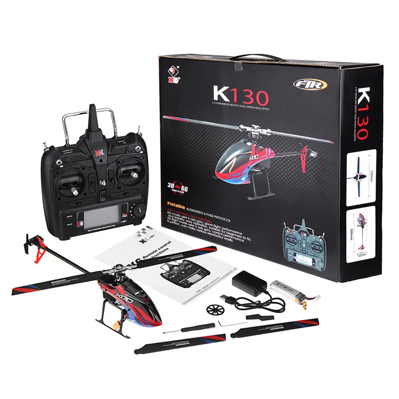 XK K130 2.4G 6CH Brushless 3D6G System Flybarless RC Helicopter RTF Compatible with FUTABA S-FHSS-RTF