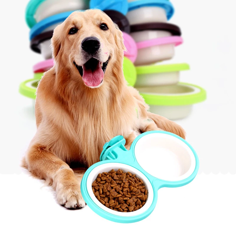 

Hanging Thickened Double Bowl for Pet Cage Cat Dog Water Bottle for Pet Food Bowl Feeder Drinker Supplies Five Colors Lovely