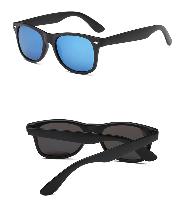 Солнцезащитные очки для вождения, зеркальные Квадратные ретро очки, модные винтажные мужские и женские поляризованные солнцезащитные очки UV400 2140 - Цвет линз: Matte Black Blue