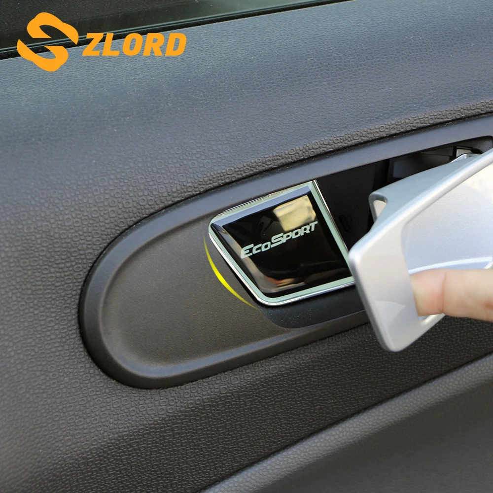 

Zlord 4Pcs/Set Aluminum Alloy Car Interior Door Protection Bowl Cover Doors Trim Sticker for Ford Ecosport 2012 - 2016