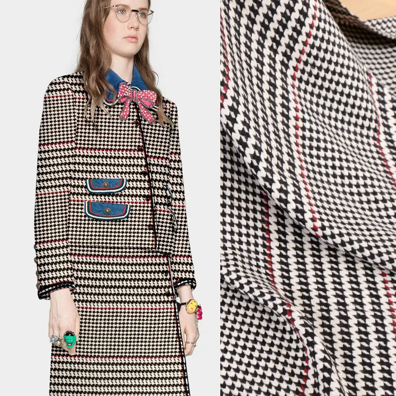 

New fashion houndstooth woolen wool fabric super-beautiful autumn and winter jacket coat fabric wool cloth thick fabrics