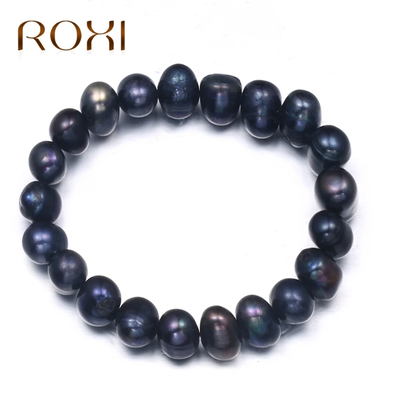 

ROXI Romantic Black Freshwater Pearl Women Strand Beaded Bracelet Fashion Vintage Bracelets & Bangles For Women Jewelry Pulseira