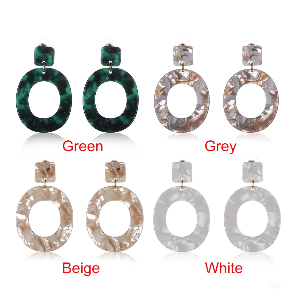 

1 Pair Acid Acrylic Resin Oval Dangle Earrings Green Color Women Geometric Earrings Jewelry Fashion Femme brincos Drop Earring