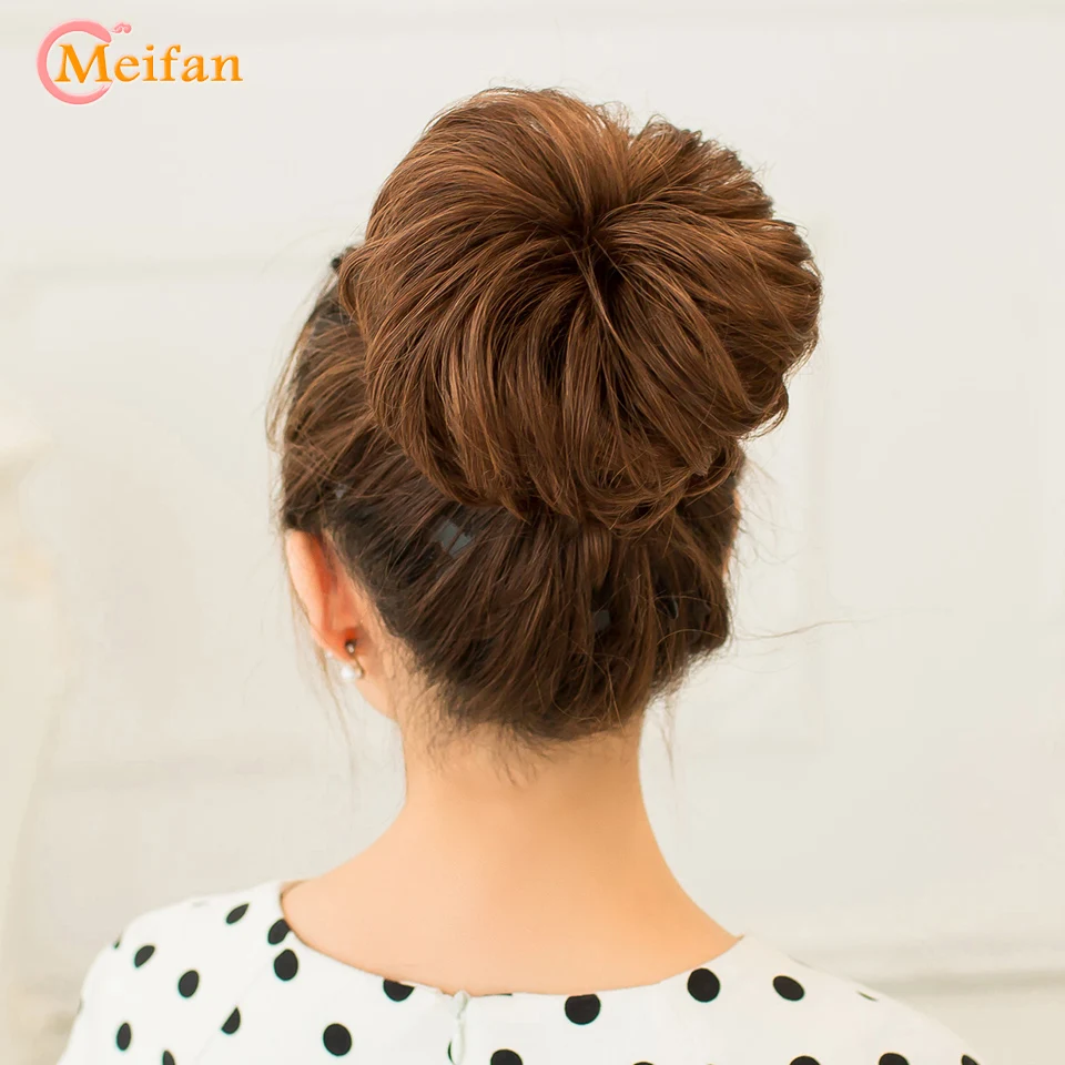MEIFAN, женские волосы, пучок, эластичные, Пончик, волосы, сумка для наращивания, волосы для наращивания, высокотемпературное волокно, синтетический шиньон