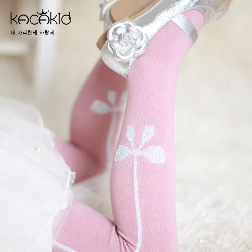 Колготки детские с бантом и цветочным принтом из хлопка|girls tights|children girls tightschild