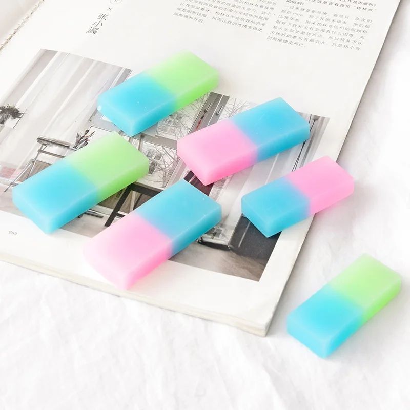 Deli Cute Kawaii Durable Colored Cube Jelly Rubber Eraser Soft