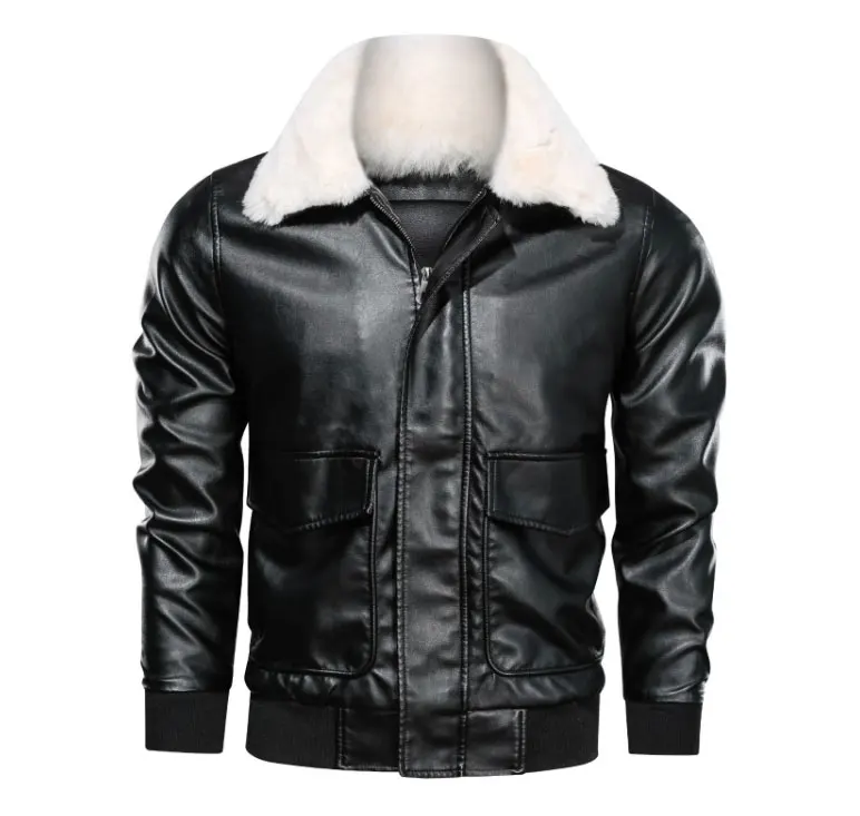 SUKIWML искусственная кожа мужчины кожаные куртки новых осенью и На зимнем меху воротник куртка-бомбер, авиационная Кожаные куртки Плюс Размеры M-4XL