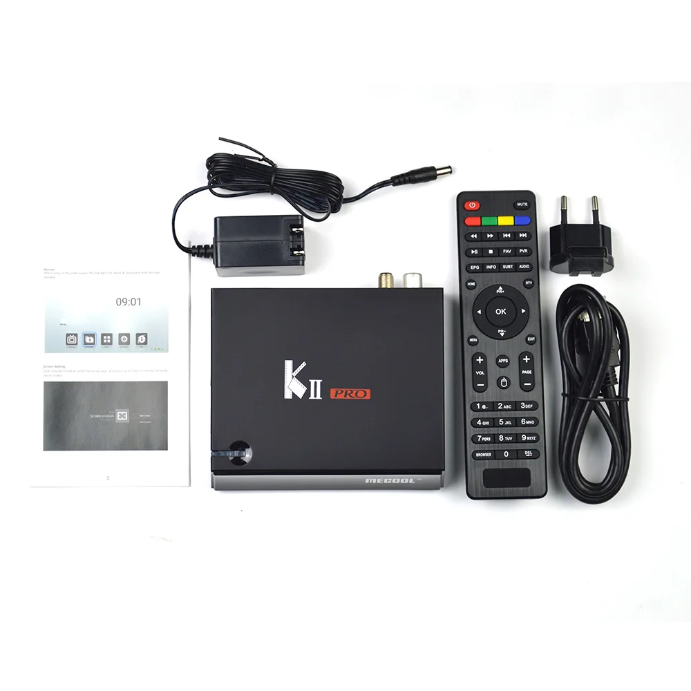 ТВ приставка MECOOL KII PRO четырехъядерный процессор Amlogic S905D 64 бит Android 2 ГБ + 16 DVB S2 T2