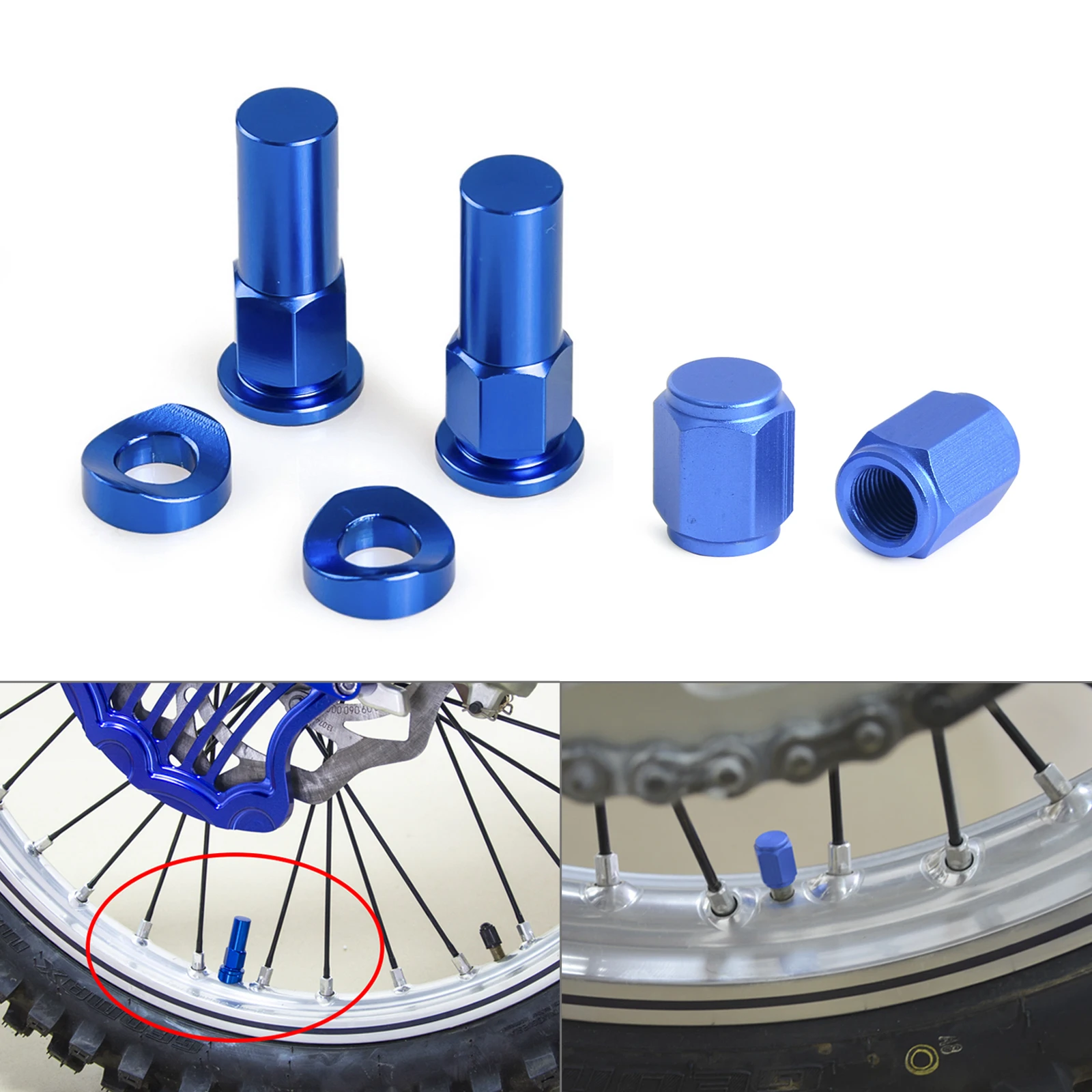 NICECNC Rim Lock гайка прокладка клапан стволовых колпачков для Yamaha YZ F Honda CR CBR CRF KTM SX SXF EXC EXCF XC XCF XCW Suzuki Kawasaki KLX - Цвет: Синий