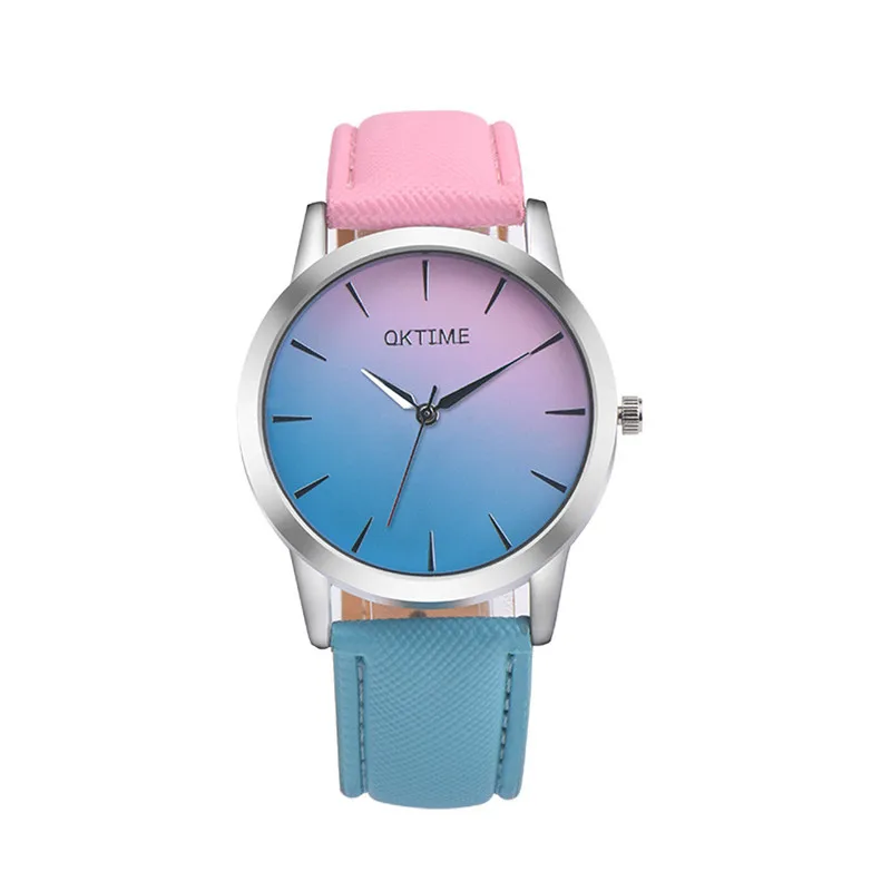 

Fashion Quartz Watch Women Retro Rainbow Design Leather Band Analog Alloy Quartz Wrist Watch Casual Women Watches