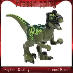 Один продажи здания блочные фигурки Динозавры юрского периода Dilophosaurus Велоцираптор птеранодон подарок игрушки для детей XH1147